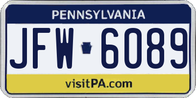 PA license plate JFW6089