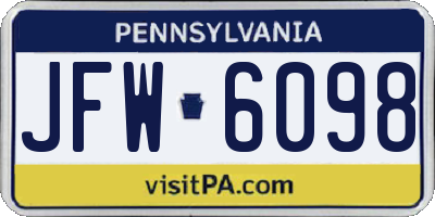 PA license plate JFW6098