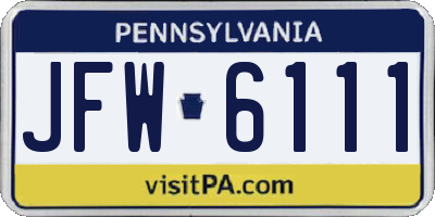 PA license plate JFW6111