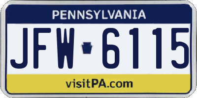 PA license plate JFW6115