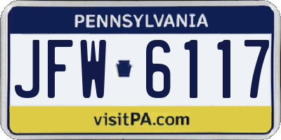 PA license plate JFW6117