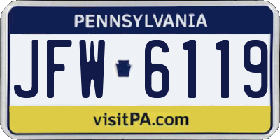 PA license plate JFW6119