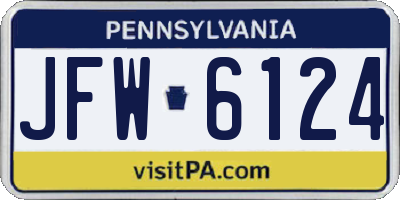 PA license plate JFW6124