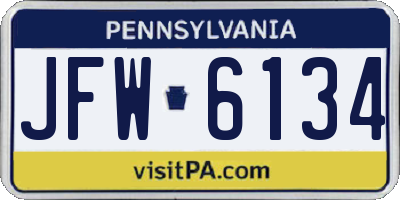 PA license plate JFW6134
