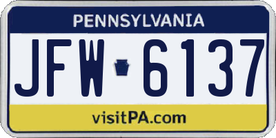 PA license plate JFW6137
