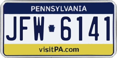 PA license plate JFW6141