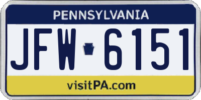 PA license plate JFW6151