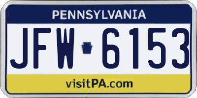 PA license plate JFW6153