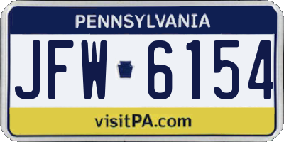 PA license plate JFW6154