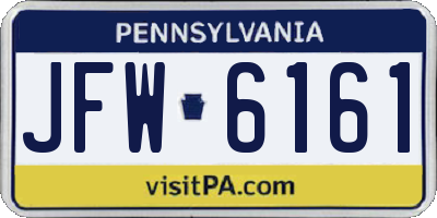 PA license plate JFW6161