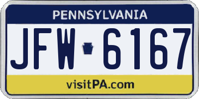 PA license plate JFW6167