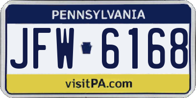 PA license plate JFW6168