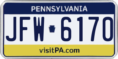 PA license plate JFW6170