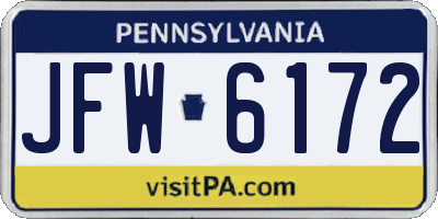 PA license plate JFW6172