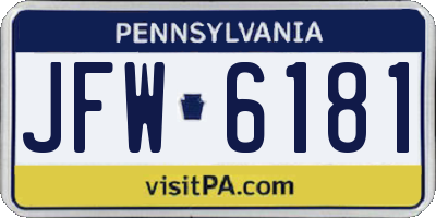PA license plate JFW6181