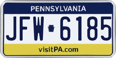 PA license plate JFW6185
