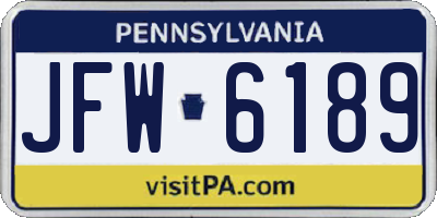 PA license plate JFW6189