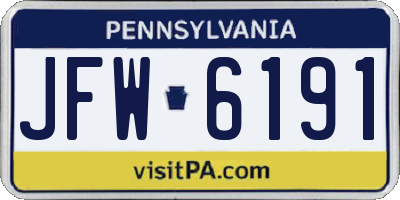 PA license plate JFW6191