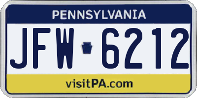 PA license plate JFW6212