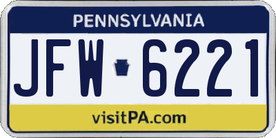 PA license plate JFW6221