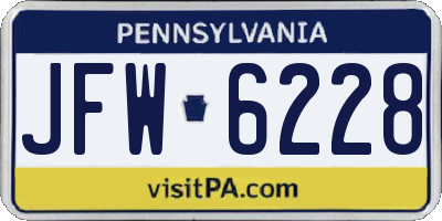 PA license plate JFW6228