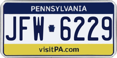 PA license plate JFW6229