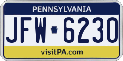 PA license plate JFW6230