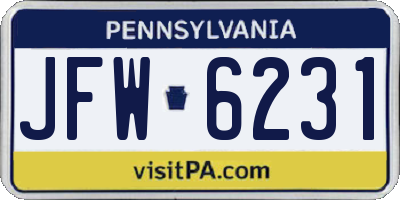 PA license plate JFW6231
