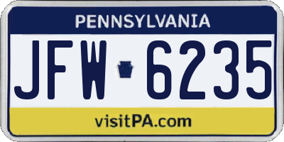 PA license plate JFW6235
