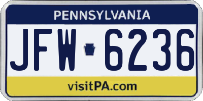 PA license plate JFW6236