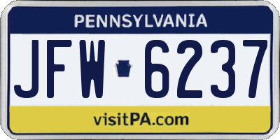 PA license plate JFW6237
