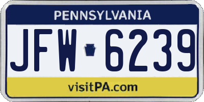 PA license plate JFW6239