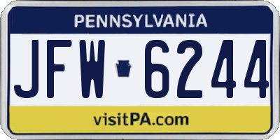 PA license plate JFW6244