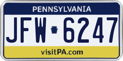 PA license plate JFW6247