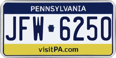 PA license plate JFW6250