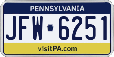 PA license plate JFW6251