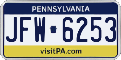 PA license plate JFW6253