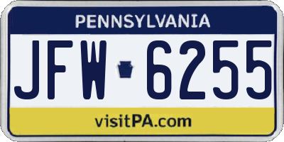 PA license plate JFW6255