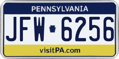 PA license plate JFW6256