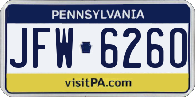 PA license plate JFW6260