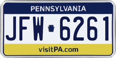 PA license plate JFW6261