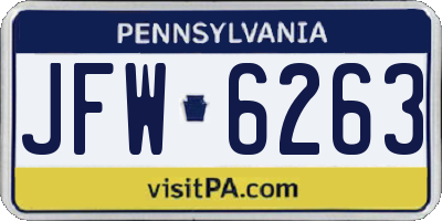 PA license plate JFW6263
