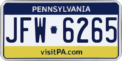 PA license plate JFW6265