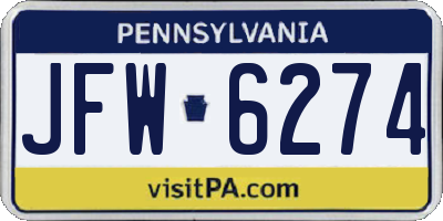 PA license plate JFW6274