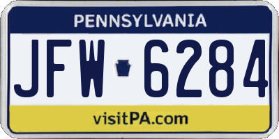 PA license plate JFW6284