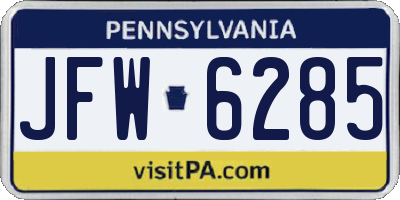 PA license plate JFW6285