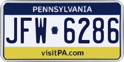 PA license plate JFW6286