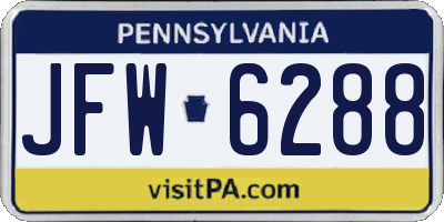PA license plate JFW6288