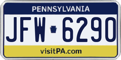 PA license plate JFW6290