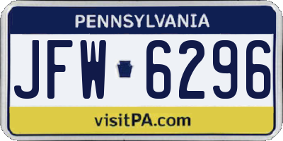 PA license plate JFW6296